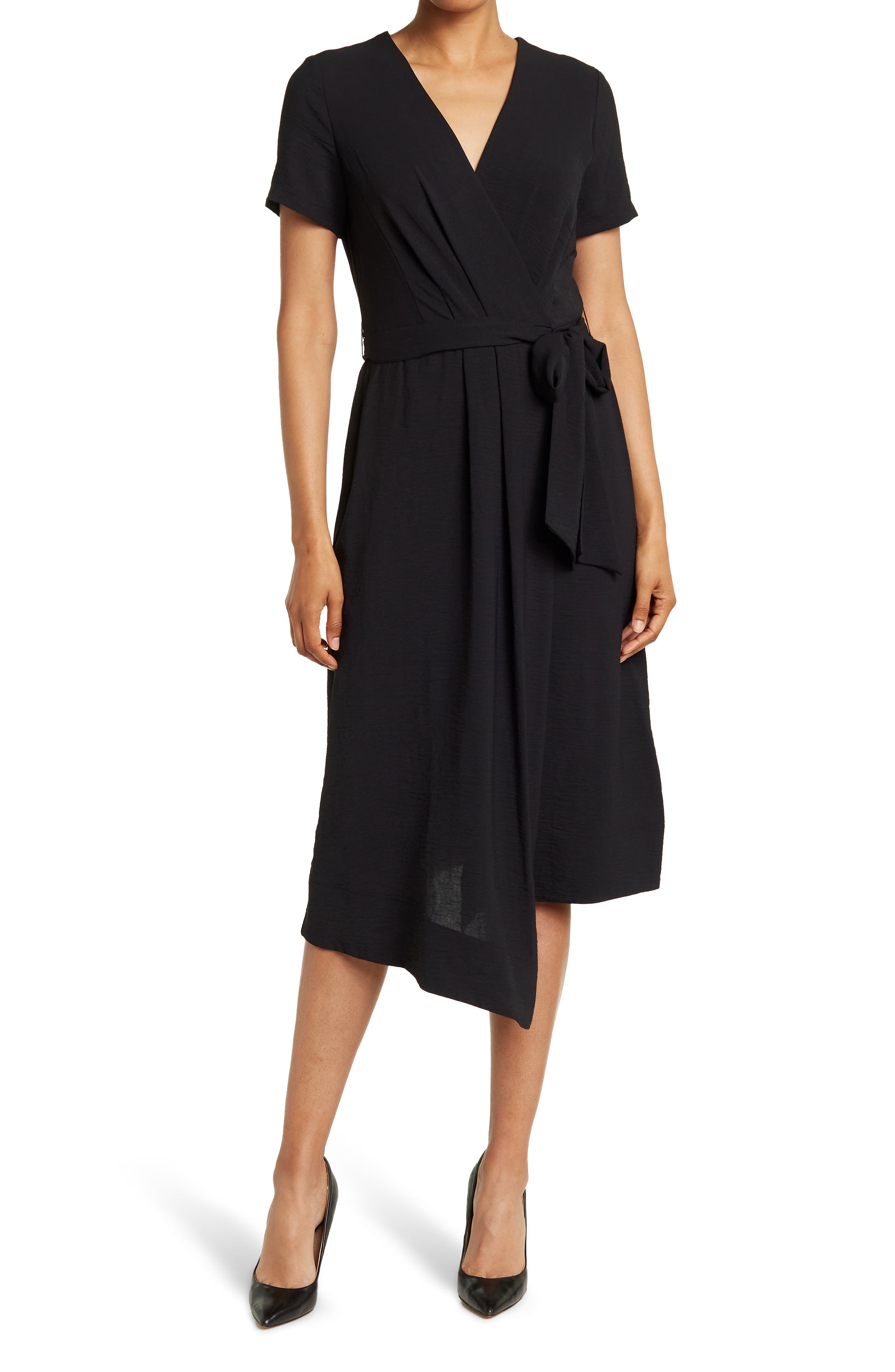 Calvin Klein Aerowash Short Sleeve Midi Wrap Dress | Nordstromrack